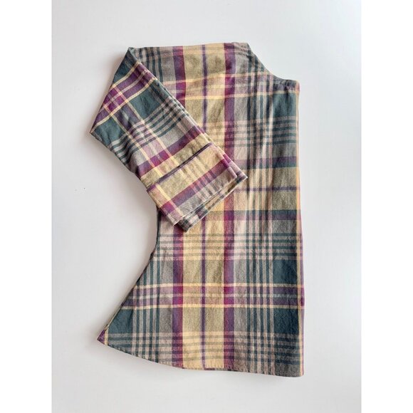 Vintage 00's Yellow Green Plaid Cotton Canvas Open Front Jacket, One Size - Picture 13 of 14